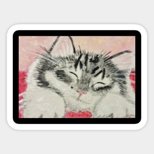 Cute sleeping kitten art Sticker